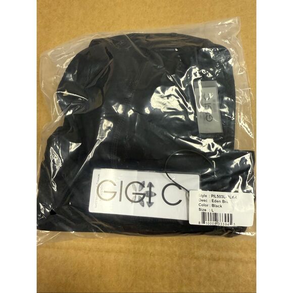 New Gigi C Eden Triangle Cup Cutout Sports Bra Crop Top L Black - Picture 2 of 6